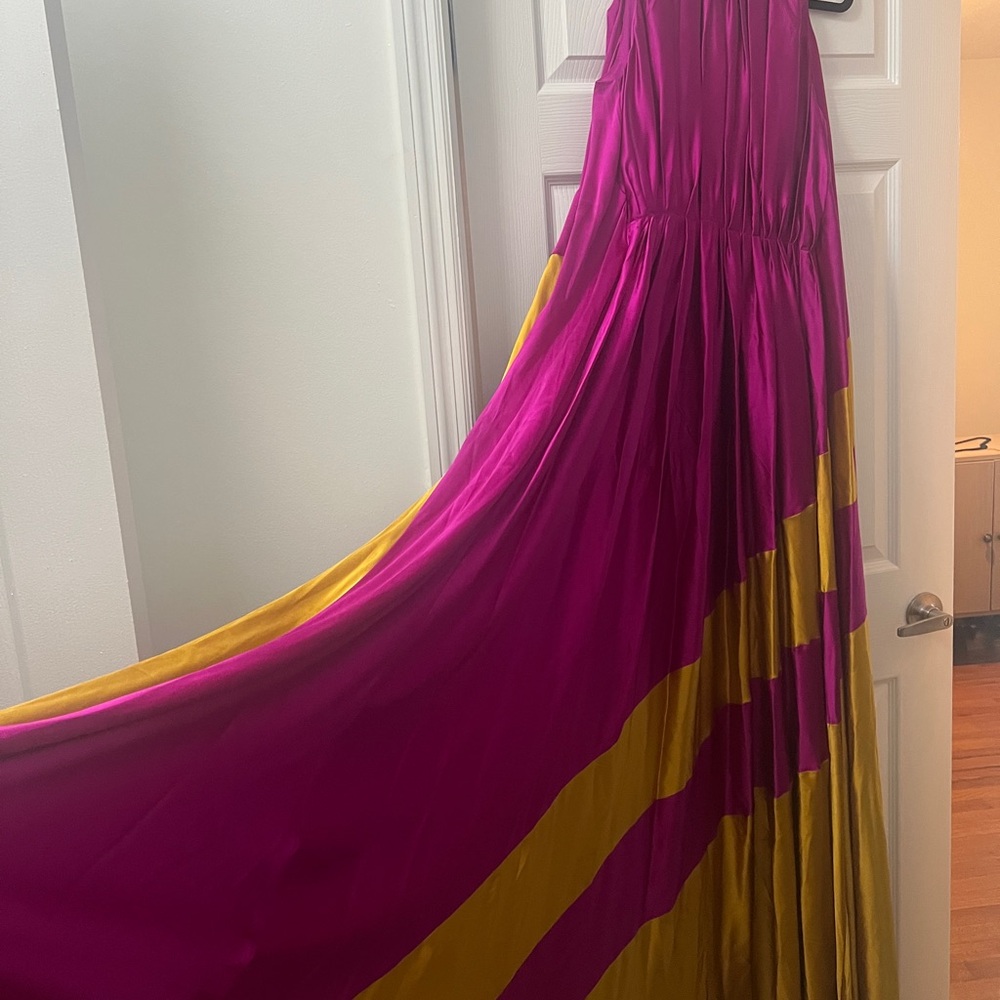 Vibrant Pink and Yellow Maxi Dress